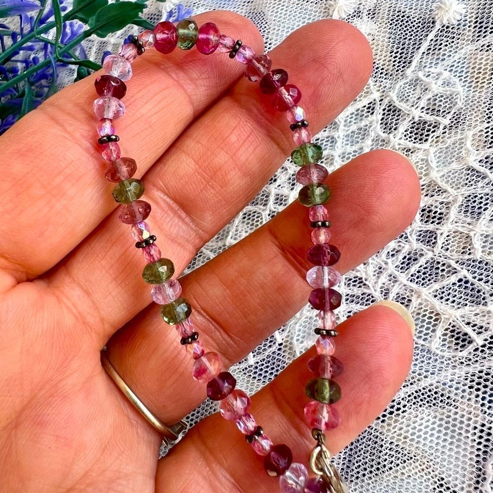 Dainty Vintage Gemstone Bracelet 925 - Picture 3 of 11